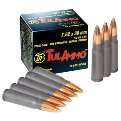 TulAmmo 7.62X39MM 122 Grain Full Metal Jacket 20 Rounds/Box